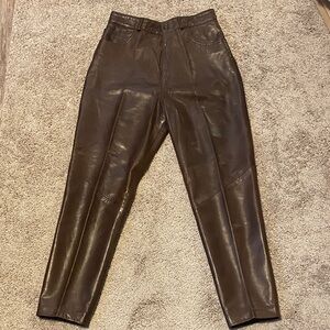 Vintage Lanna size 10 chocolate brown leather pant.